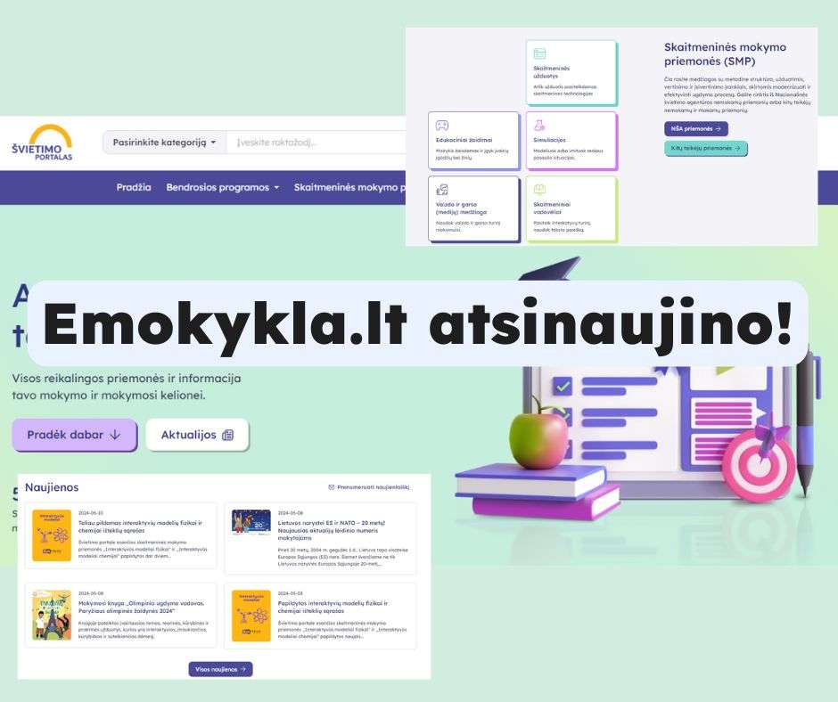 Švietimo portalas emokykla.lt – dar naudingesnis mokytojams ir atveriamas mokiniams